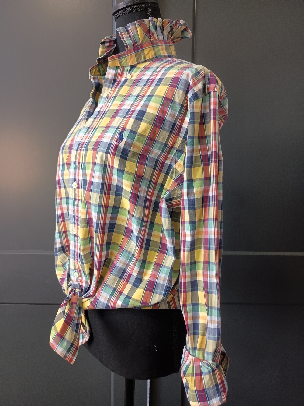 Upcycled Women's Ralph Lauren Ruffled Collar Shirt #132